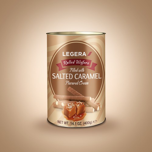 LEGERA Wafer Rolls Pack 125 gm - Salted Caramel Design by sougatacreative