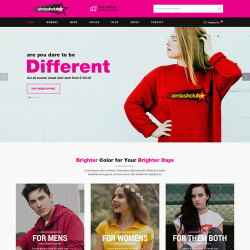 Clothing store -- home page, Web page design contest