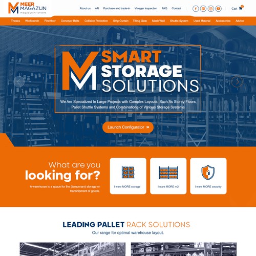 Creative website templates for a leading pallet racks company_ Meermagazijn Design by Adventix