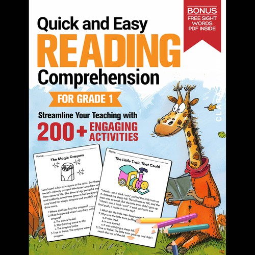 BOOK COVER: Grade 1 Reading Comprehension - Professional Workbook for Kids Design by Aaniyah.ahmed
