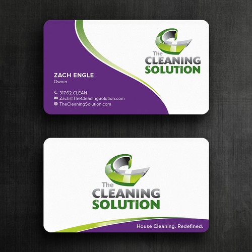 Attractive Business Card for Cleaning Company Design by Felix SH