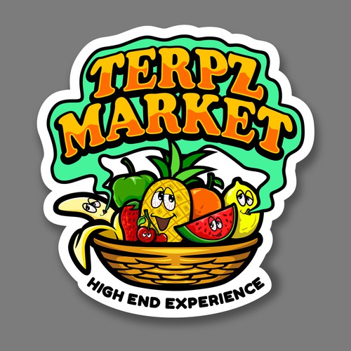 Design a fruit basket logo with faces on high terpene fruits for a cannabis company. Réalisé par alsaki_design