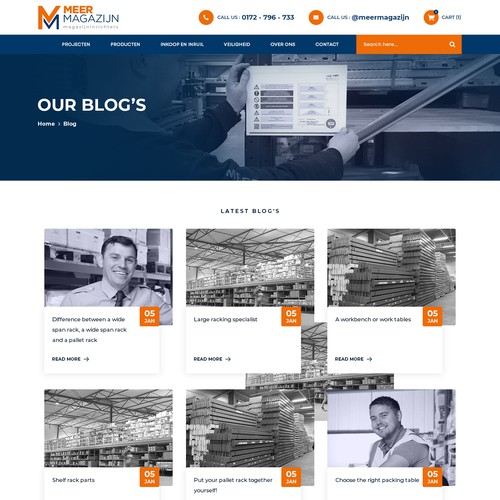 Creative website templates for a leading pallet racks company_ Meermagazijn Design by Adventix