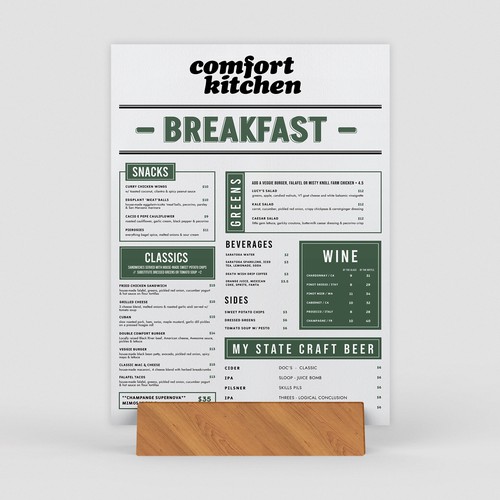 Design a cool new menu for a breakfast & lunch spot in Upstate NY Design by Along99