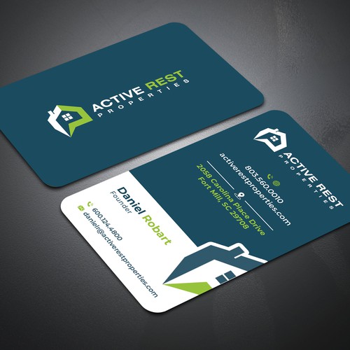 Modern Business Cards for Active Rest Properties Design by Geniousrabbani