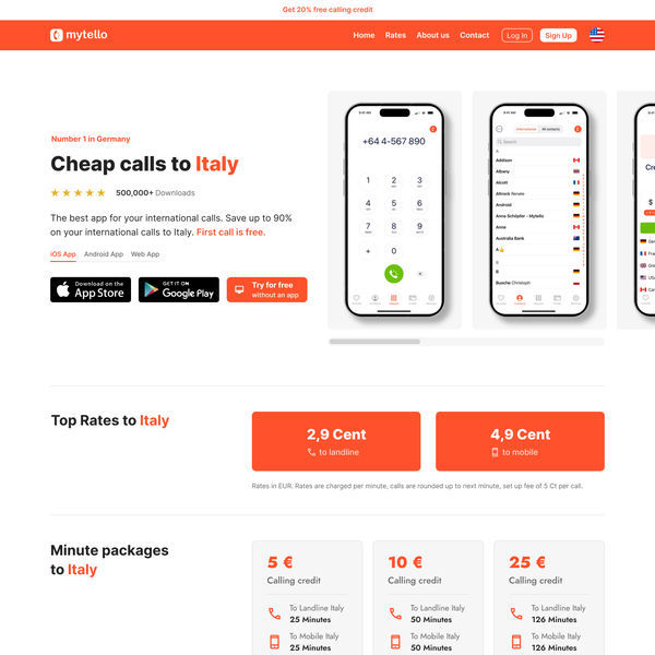 mytello mobile-first landing page