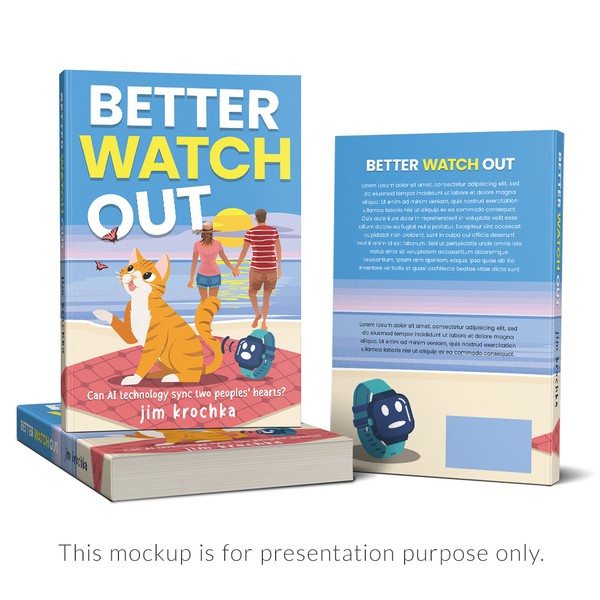 Book Cover for a Romantic comedy book cover with AI and Cat!