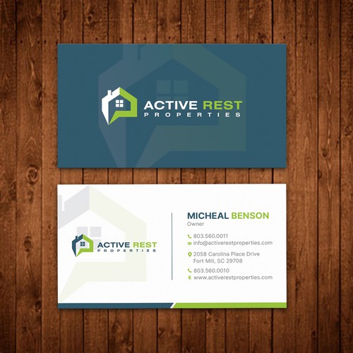 Modern Business Cards for Active Rest Properties Design by ™SF_Design™