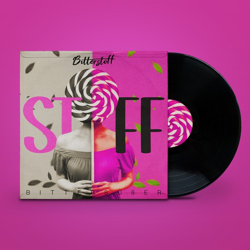 Album cover is intended to represent the terms bitter and sweet. The color magenta is central. Design by Khan W.