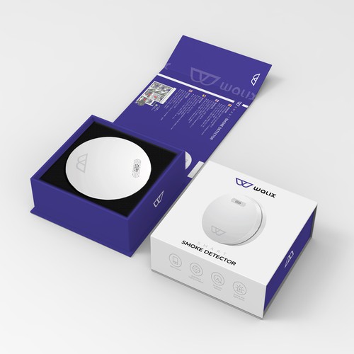 Need a complete modern and powerful packaging for our intelligent smoke detector. Design by Designlifelk