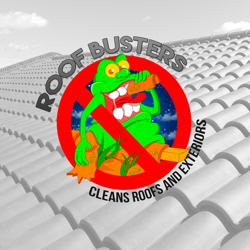 Roof Busters - Roof and Exterior Cleaning logo with a Ghost Busters Theme Design by axelander