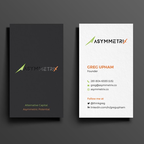 Design a cool, edgey but sophisticated business card for an alternative investment firm. Design von TanLearn