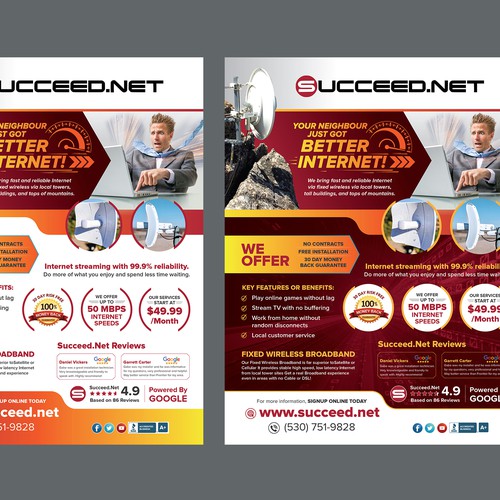 6x9 postcard advertisement for Fixed Wireless ISP Design by Create4Design