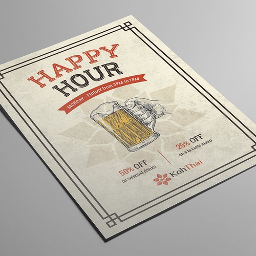 Happy Hour Poster for Thai Restaurant Réalisé par Nikguk