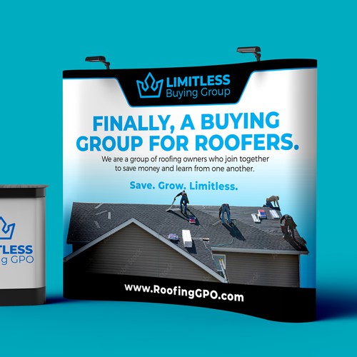 Design a tradeshow backdrop for roofing buying group Design by Graphic Rise
