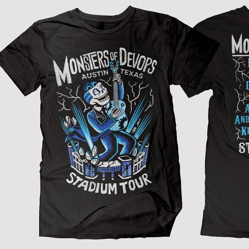 Monsters of devops - create a rock band reunion tour style shirt