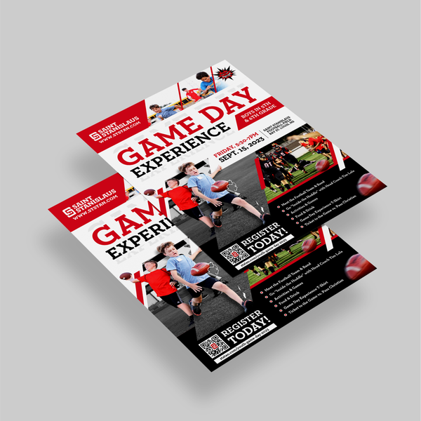 Design by sidiqyunanda12 titled "Flyer for an Upcoming Youth Game Day Event"