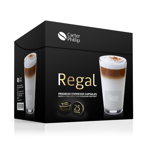 Design an espresso coffee box package. Modern, international, exclusive. Design by Coshe®