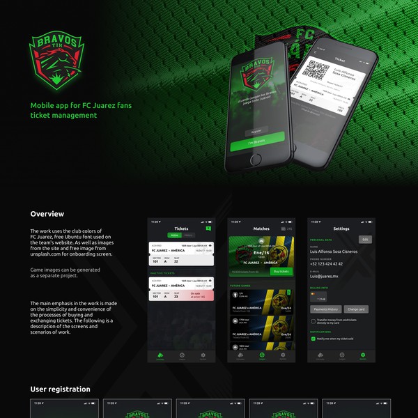 Design by rustep titled "Ticket app for soccer team"