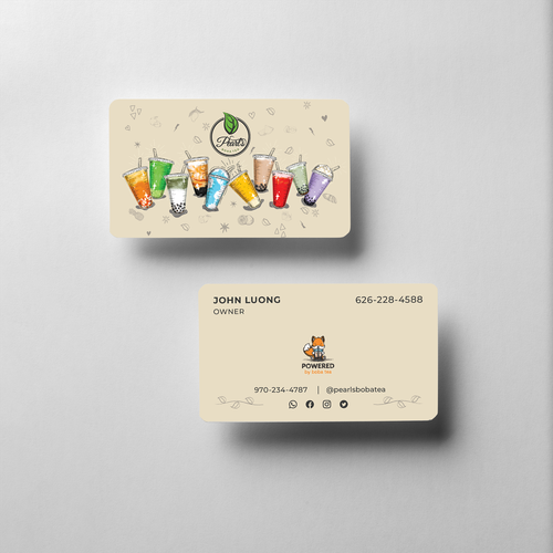 Need New Business Cards for Pearl's Boba Tea business!!! Design by CreativeCreta