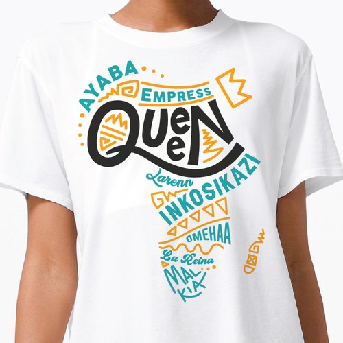 African Diaspora "QUEEN" Dialect T-Shirt Design Design by yulianzone