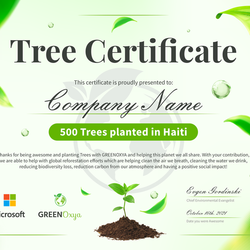 Evgen GordinskiさんのTree Certificateデザイン