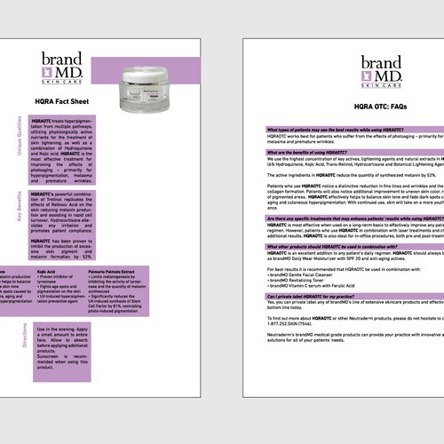 Skin care line seeks creative branding for brochure & fact sheet Réalisé par feedback pls