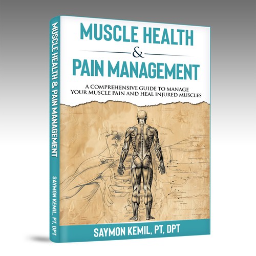 Book cover with a drawing images of the human anatomy combining muscles and bone structure. Design by inventivao