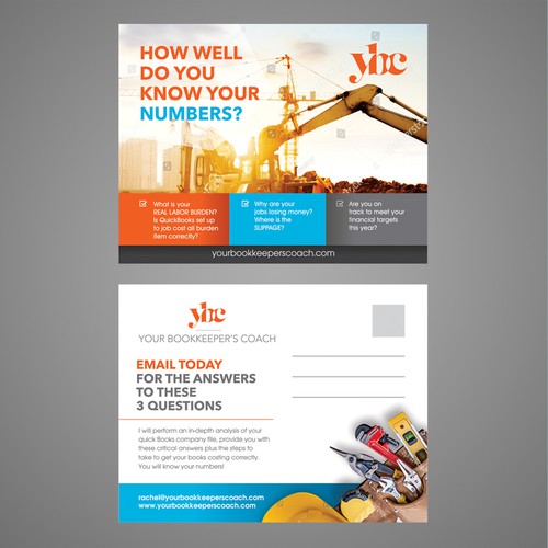 Fun postcard/flier marketing bookkeeping support to general contractors デザイン by Dzhafir