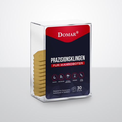 Plastic Box Labels for lawn mower blades Design by StanBranding