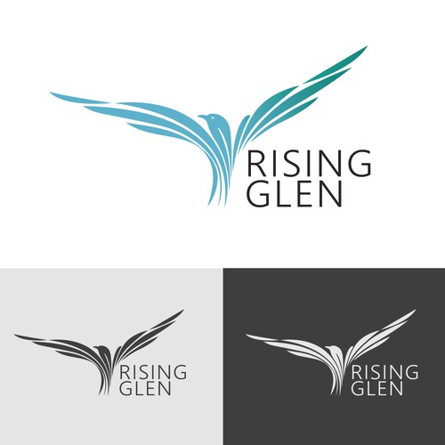 Rising Glen - bird rising from a valley logo - visionary artists welcome! Diseño de Maya_K