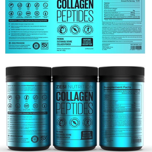 Design an attention grabbing, modern label for our collagen supplement Diseño de Imee008