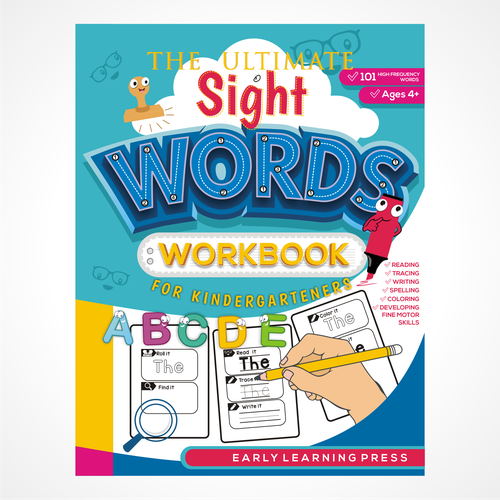 Cover and back for a Sight Words Workbook for Kindergarten Design réalisé par JDL's