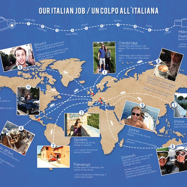 Design réalisé par Mieloneczka et intitulé "World Map Illustration for an Italian/English wedding!"