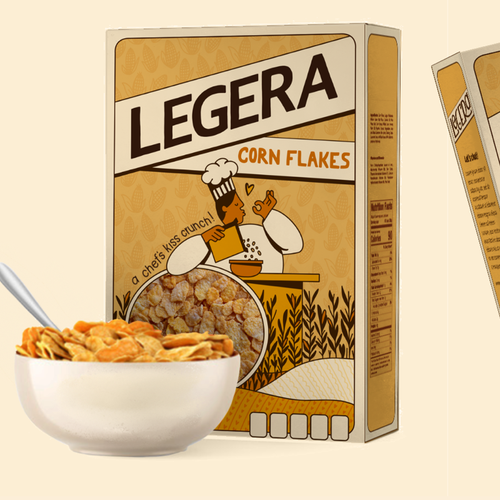 Premium cereal breakfast packaging (Corn Flakes) Design by Maira Wolfe