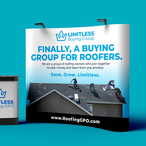 Design a tradeshow backdrop for roofing buying group Design by Graphic Rise