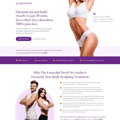 Landing Page For Aesthetic Clinic Launch Day Event Design by creatsoul