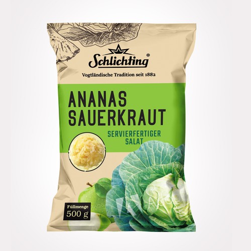 Diseño de Stayin alife - Refresh an old fashion package for Salad with Sauerkraut, Pineapple and Apple de Jena-288