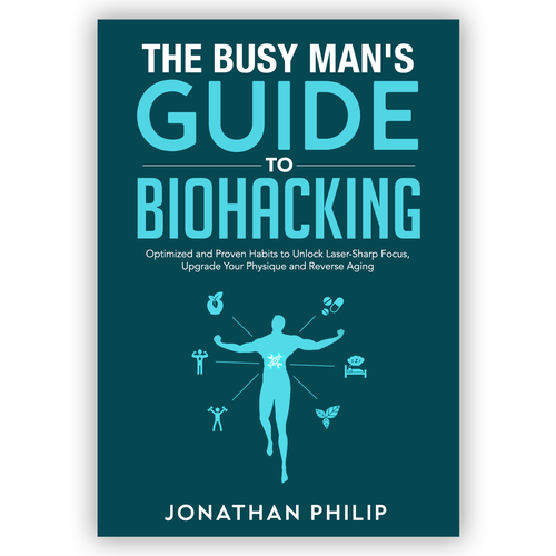 Exciting and unique book cover for mind, body, spirit and health optimization that appeals to men Design by Nitsua