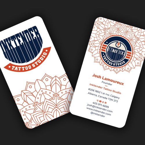 I need a strong business card design for my custom tattoo studio Inktender Design by Allin1 design