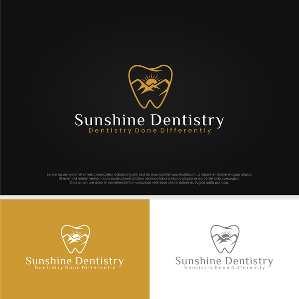 Sunrise in Tooth Logo for Dental Company: Minimalist Sophistication with Gold Accent