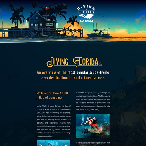 Make "wall of text" appealing for Diving in Florida web page. Design by arc44