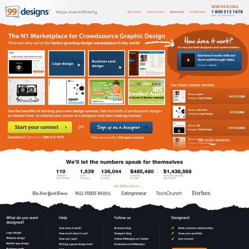 99designs Homepage Redesign Contest Ontwerp door Shishev