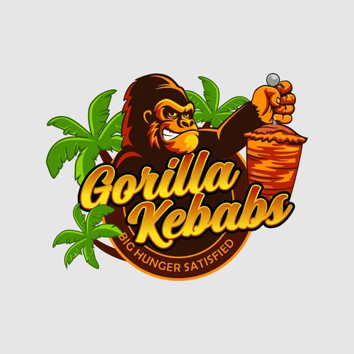 Design a hipster cartoon/restaurant fast food style logo for Gorilla Kebabs. Design by eugen ed