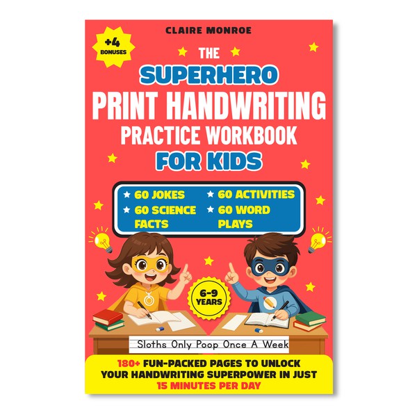 The Superhero Print Handwriting Practice Workbook For Kids