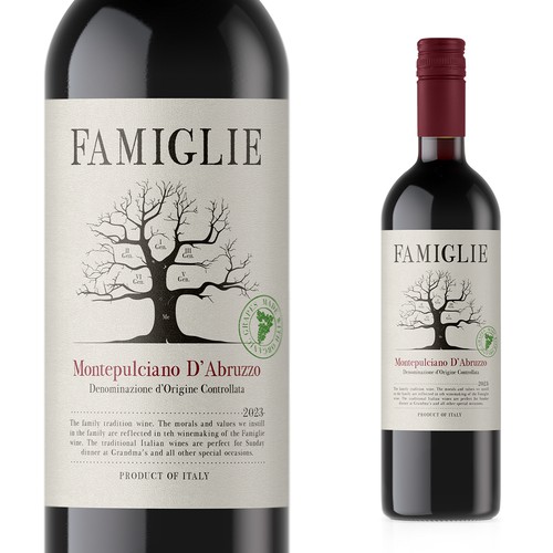 Famiglie Sustainable orgnaic label/wine - use the family tree logo on the old lable Design by Saverio Wongher ™