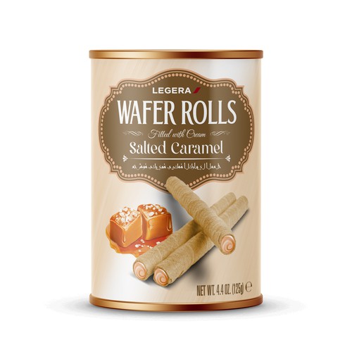 LEGERA Wafer Rolls Pack 125 gm - Salted Caramel Design by Gustavo RV