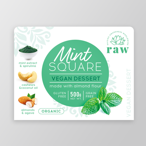 Vegan dessert product label Design by O!shine-design