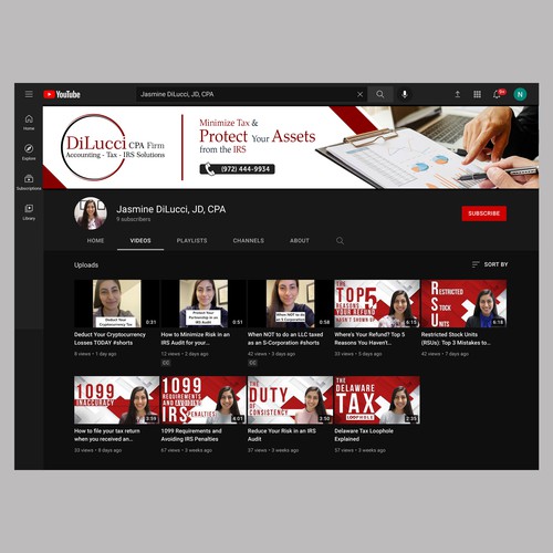 Simple and Professional Tax Law YouTube Banner Design by Wisden