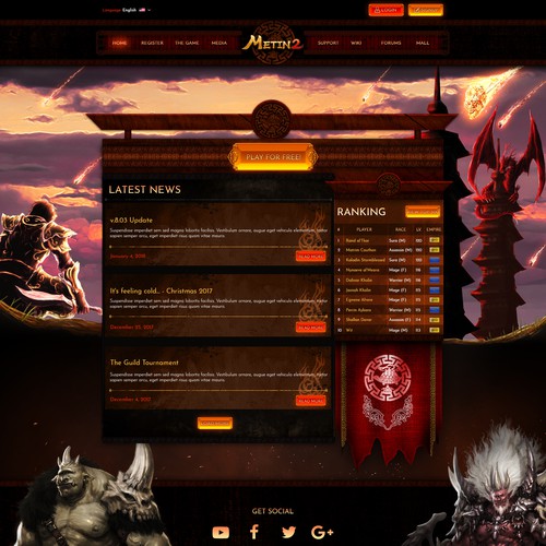Create a new & vibrant website for an online game, Web page design contest